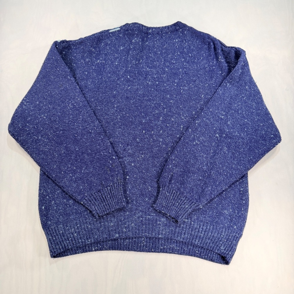 Tris Line Sweater Men L Blue Wool Blend Geometric Made in Italy Vintage Pullover - Picture 6 of 6